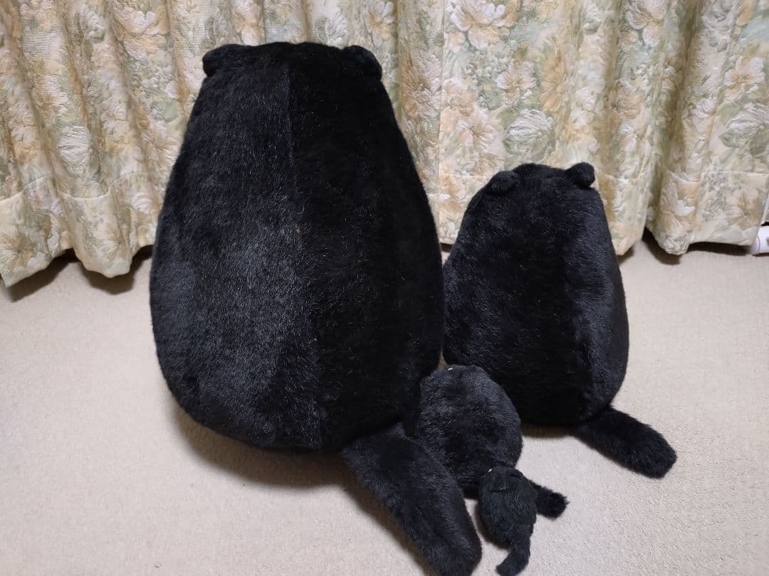 ぬいぐるみ　黒猫　ネコ　昭和レトロ　セット ドリームペッツ風 おがくずぬいぐるみ 黒猫